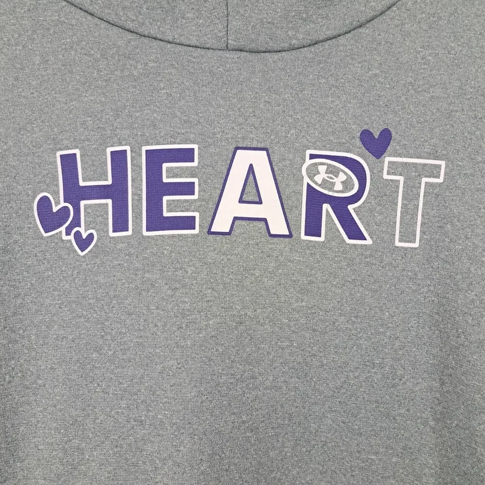 Under Armour Girl's Gray Purple Heart Hoodie YXL